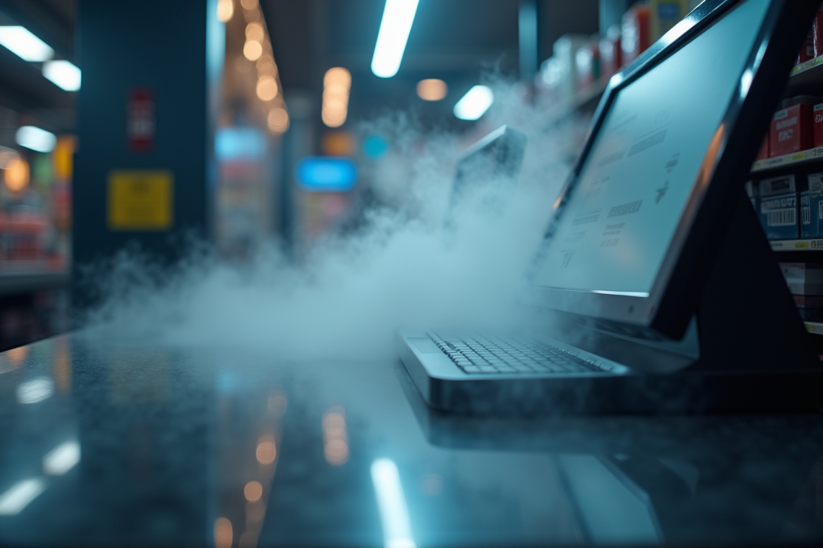 Vue rapprochee d une caisse avec brume et reflets lumineux
