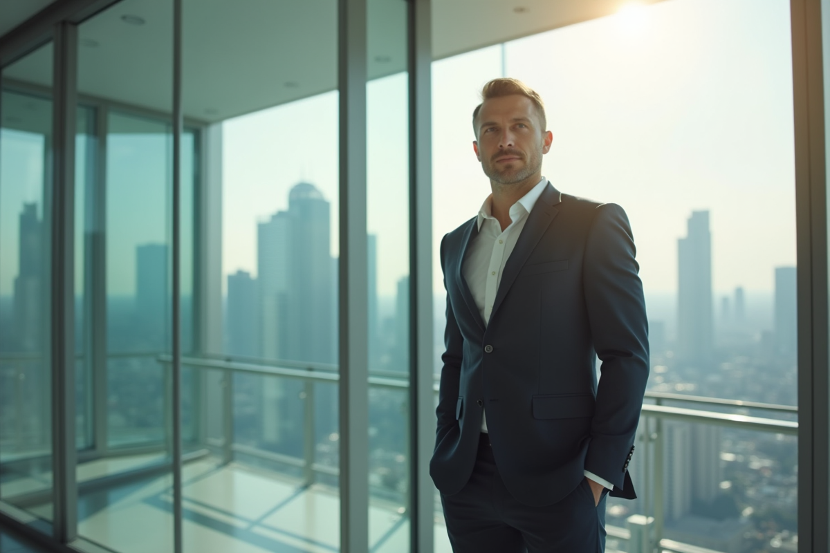 Directeur confiant dans un bureau moderne en ville
