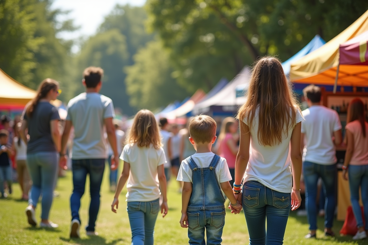 Familles et enfants profitant d