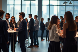 Groupe diversifié lors d'une conférence professionnelle