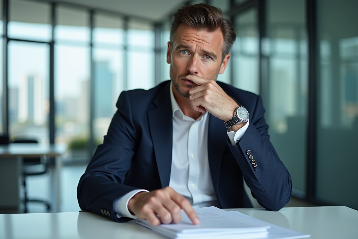 Homme d'affaires en portrait dans un bureau moderne