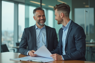 Homme d'affaires en réunion dans un bureau moderne