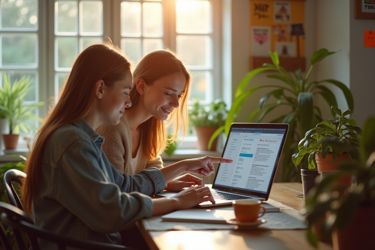 Personne utilisant un ordinateur portable avec des offres d emploi à la maison