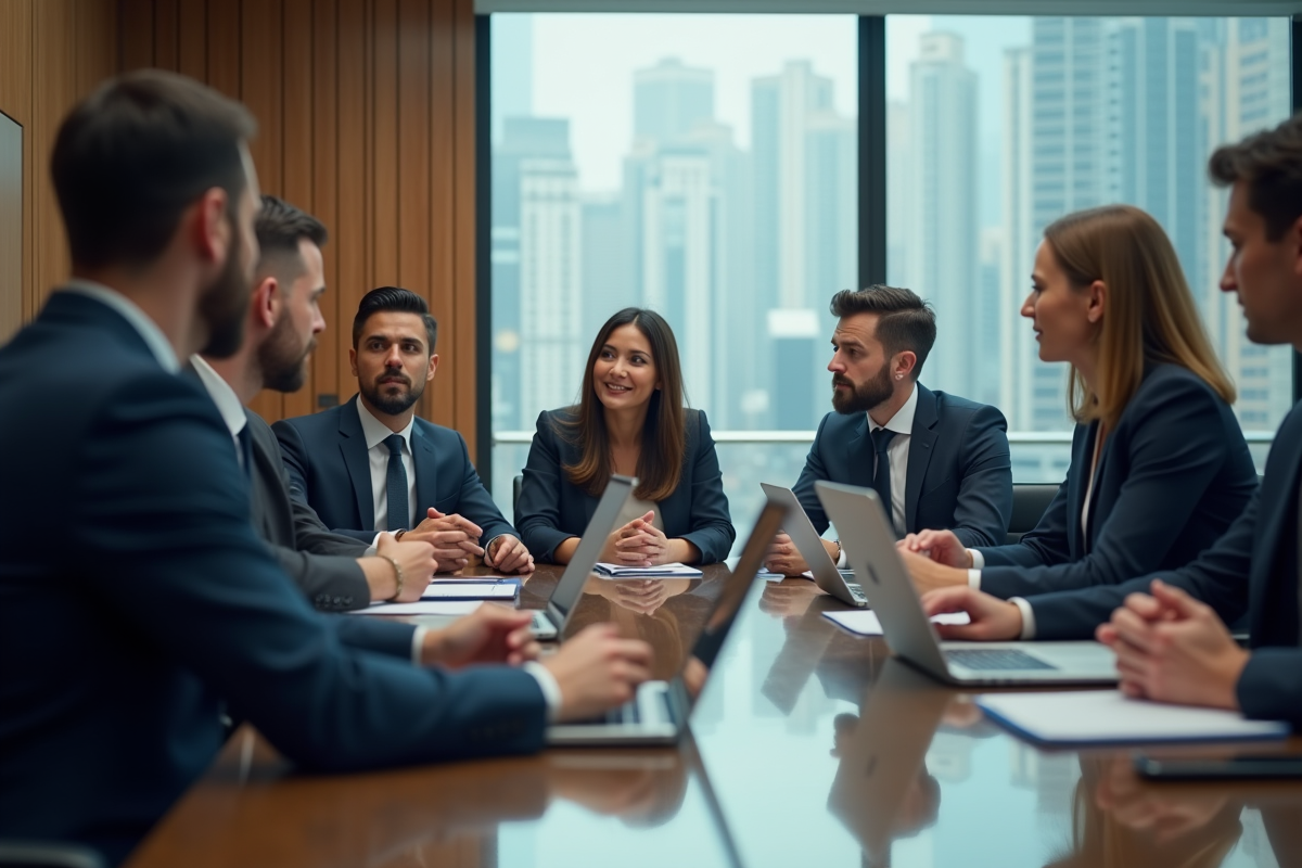 Groupe de professionnels en réunion d'affaires